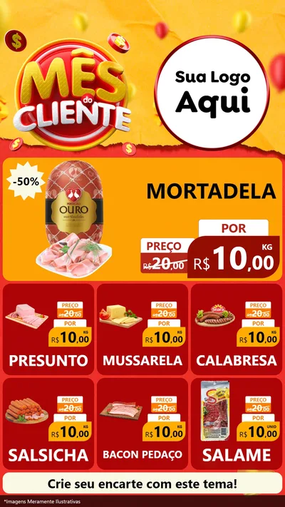 Modelo de Rede Social para Stories com o tema Mês do Cliente para Frios e Laticínios