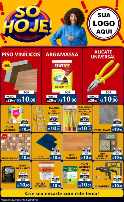 Modelo de Encarte para Encarte Grande com o tema Só Hoje! para Material para Construção