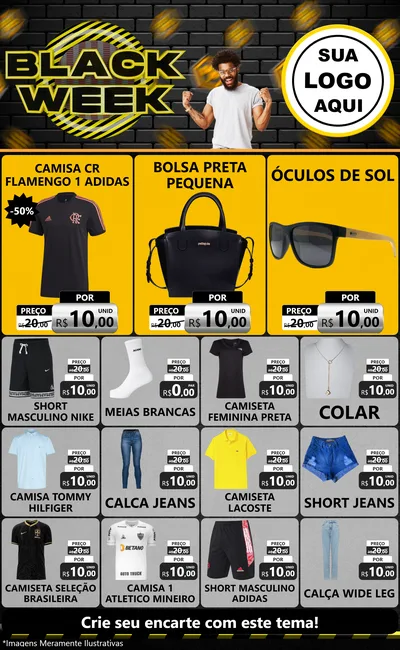 Modelo de Encarte para Encarte Grande com o tema Black Week para Roupas e acessórios