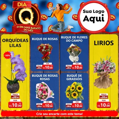 Modelo de Rede Social para Feed Facebook com o tema Dia Q - O Dia Mais Barato Do Mês para Floricultura e jardim