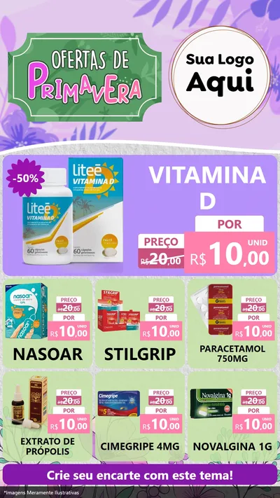Modelo de Rede Social para Stories com o tema Ofertas de Primavera para Farmácia