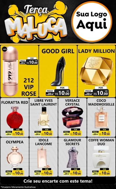 Modelo de Encarte para Encarte Grande com o tema Terça Maluca para Perfumes