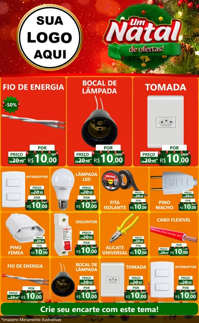 Modelo de Encarte para Encarte Grande com o tema Um Natal de Ofertas para Materiais Elétricos