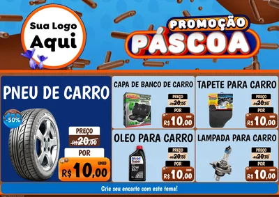 Modelo de Encarte para Encarte A4 Horizontal com o tema Promoção Páscoa para Auto peças