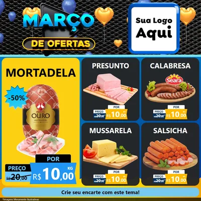 Modelo de Rede Social para Feed Facebook com o tema Março de Ofertas para Frios e Laticínios