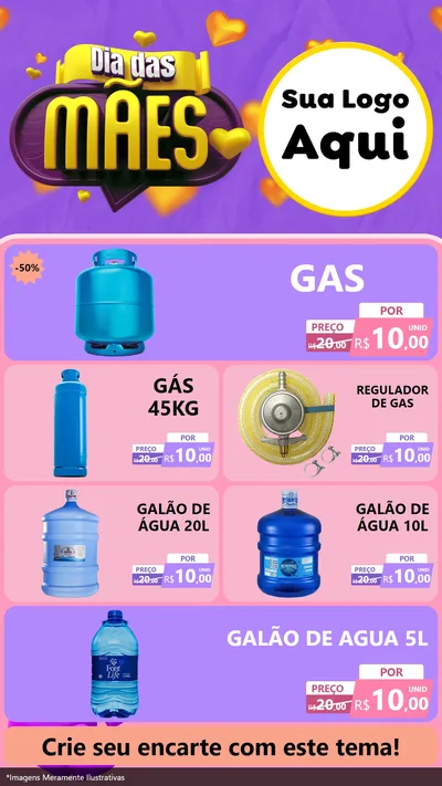 Modelo de TV para TV Vertical com o tema Dia das Mães para Água e gás