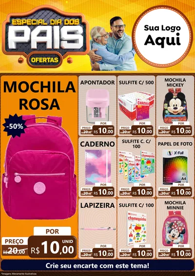 Modelo de Encarte para Encarte A4 Vertical com o tema Especial Dia dos Pais para Papelaria