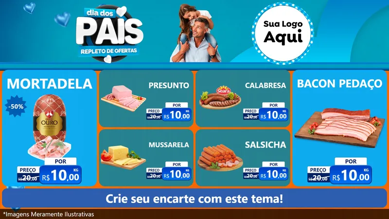 Modelo de TV para TV Horizontal com o tema Dia Dos Pais Repleto de Ofertas para Frios e Laticínios