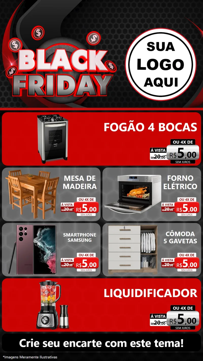 Modelo de TV para TV Vertical com o tema Black Friday para Móveis e Eletro