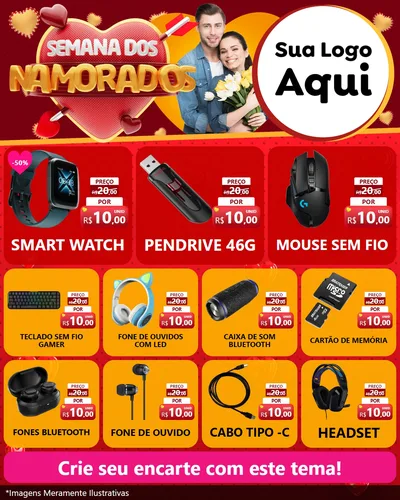 Modelo de Rede Social para Feed Instagram com o tema Semana dos Namorados para Informática