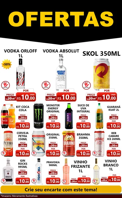 Modelo de Encarte para Encarte Grande com o tema Ofertas Preto e Vermelho Cartaz para Distribuidora de bebidas