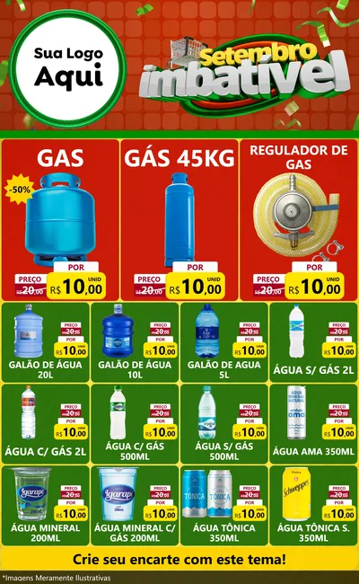 Modelo de Encarte para Encarte Grande com o tema Setembro Imbatível para Água e gás