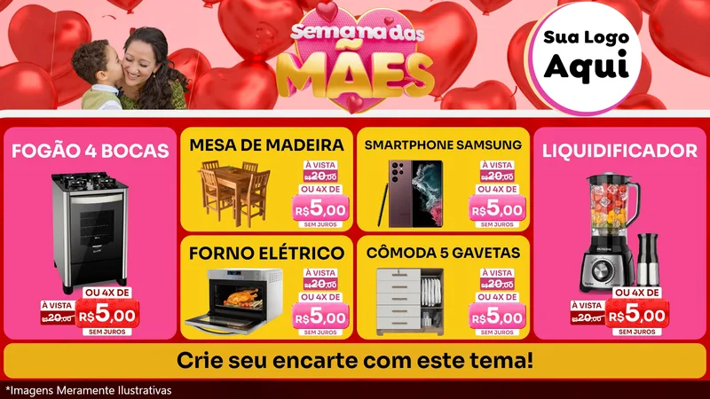 Modelo de TV para TV Horizontal com o tema Semana Das Mães para Móveis e Eletro