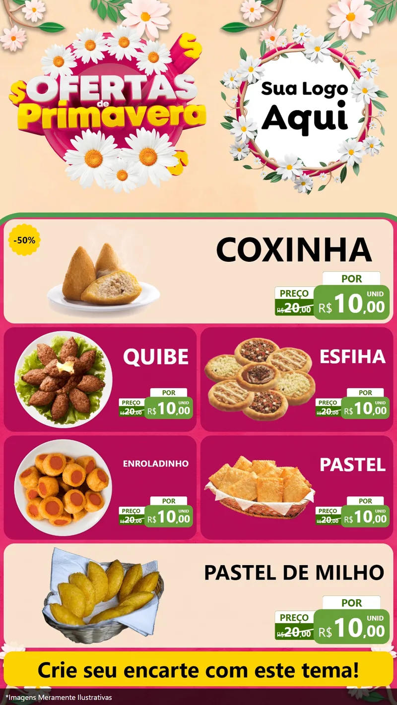 Modelo de TV para TV Vertical com o tema Ofertas de Primavera para Salgadaria