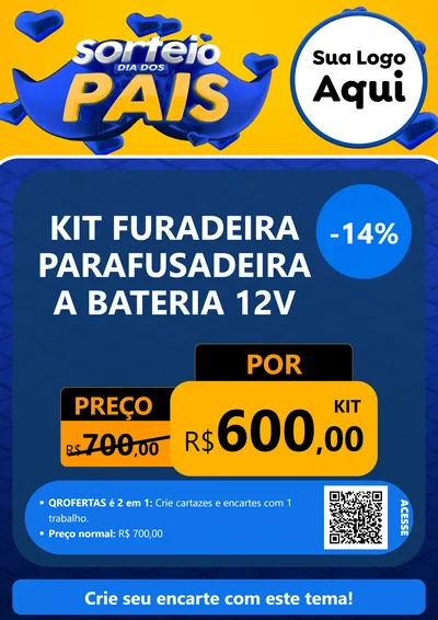 Modelo de Cartaz para Cartaz A4 Vertical com o tema Sorteio Dia dos Pais para Maquinas e Ferramentas