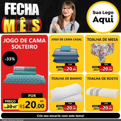 Modelo de Rede Social para Feed Facebook com o tema Fecha Mês para Cama, Mesa e Banho