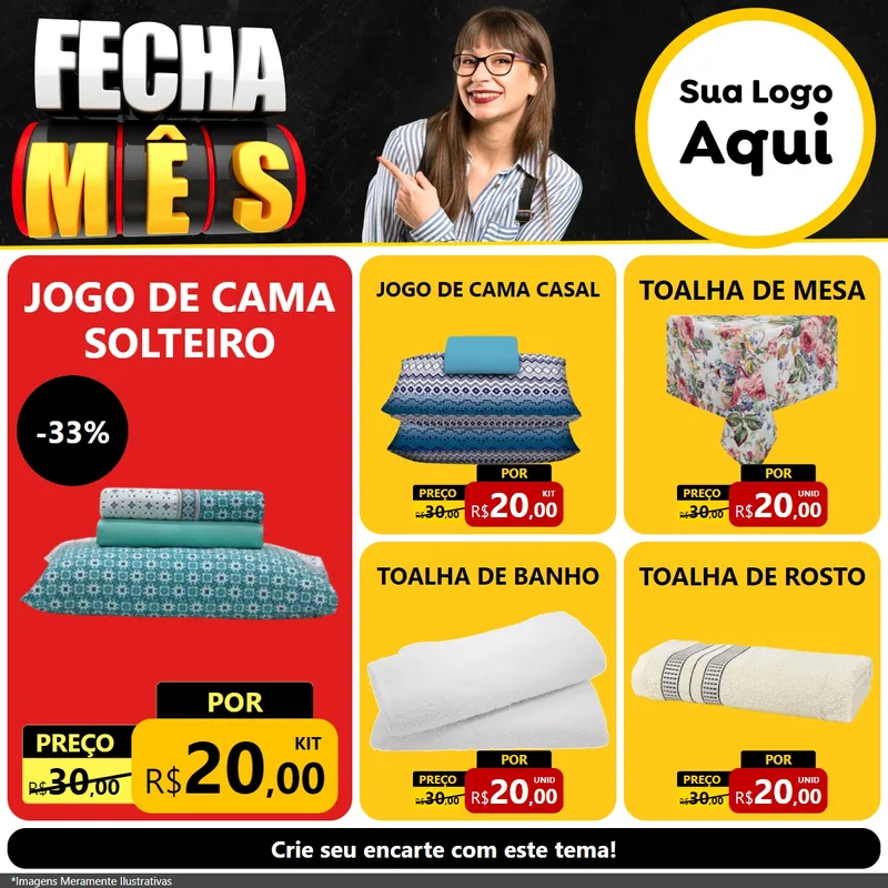 Modelo de Rede Social para Feed Facebook com o tema Fecha Mês para Cama, Mesa e Banho