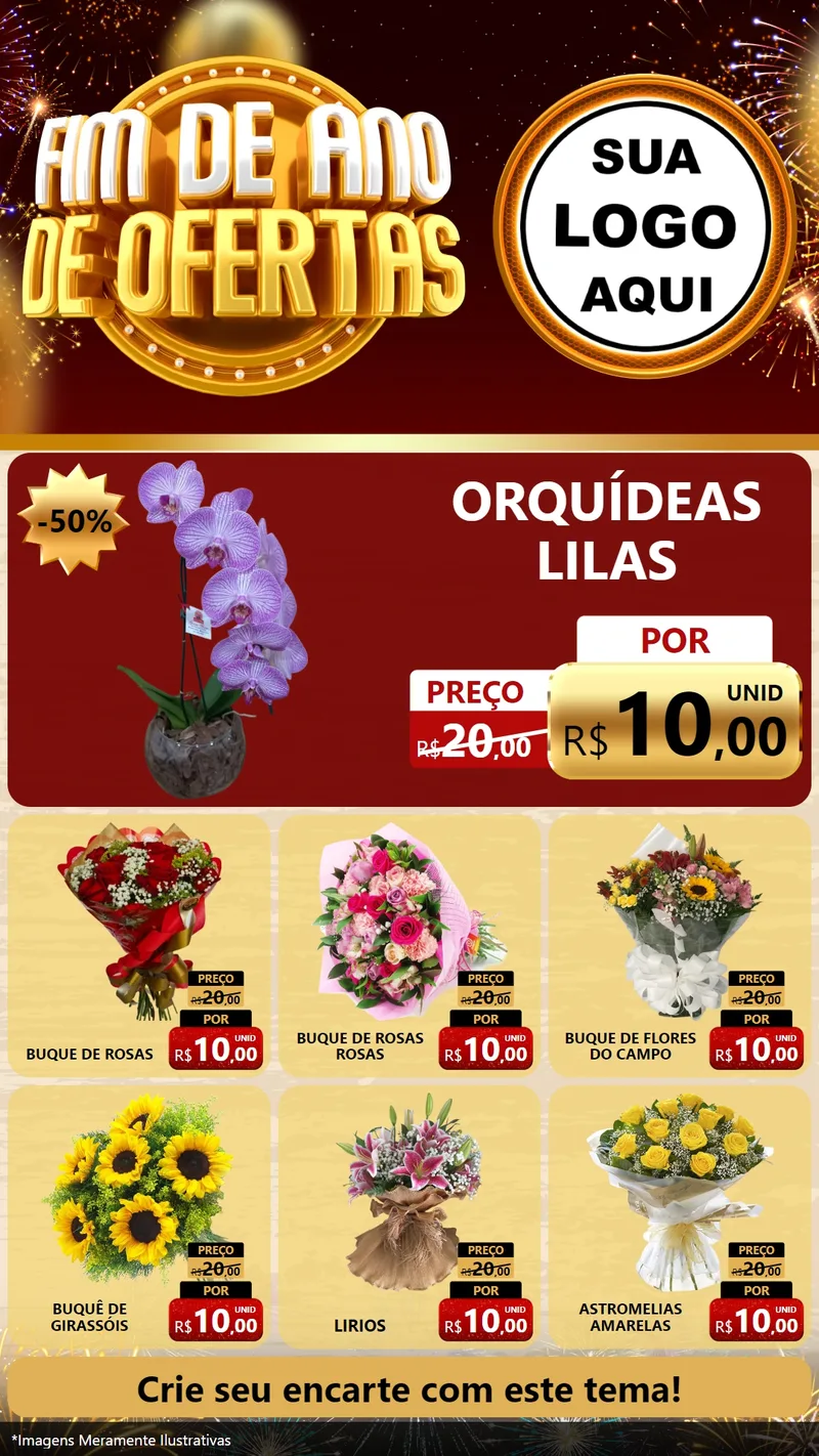 Modelo de Rede Social para Stories com o tema Fim de Ano de Ofertas para Floricultura e jardim