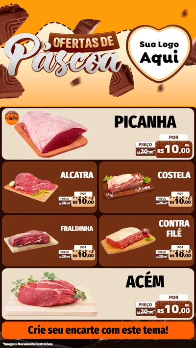 Modelo de TV para TV Vertical com o tema Ofertas de Páscoa para Açougue