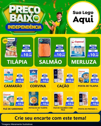Modelo de Rede Social para Feed Instagram com o tema Preço Baixo de Independência para Peixaria