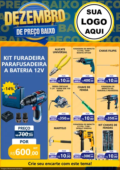Modelo de Encarte para Encarte A4 Vertical com o tema Dezembro de Preço Baixo para Maquinas e Ferramentas