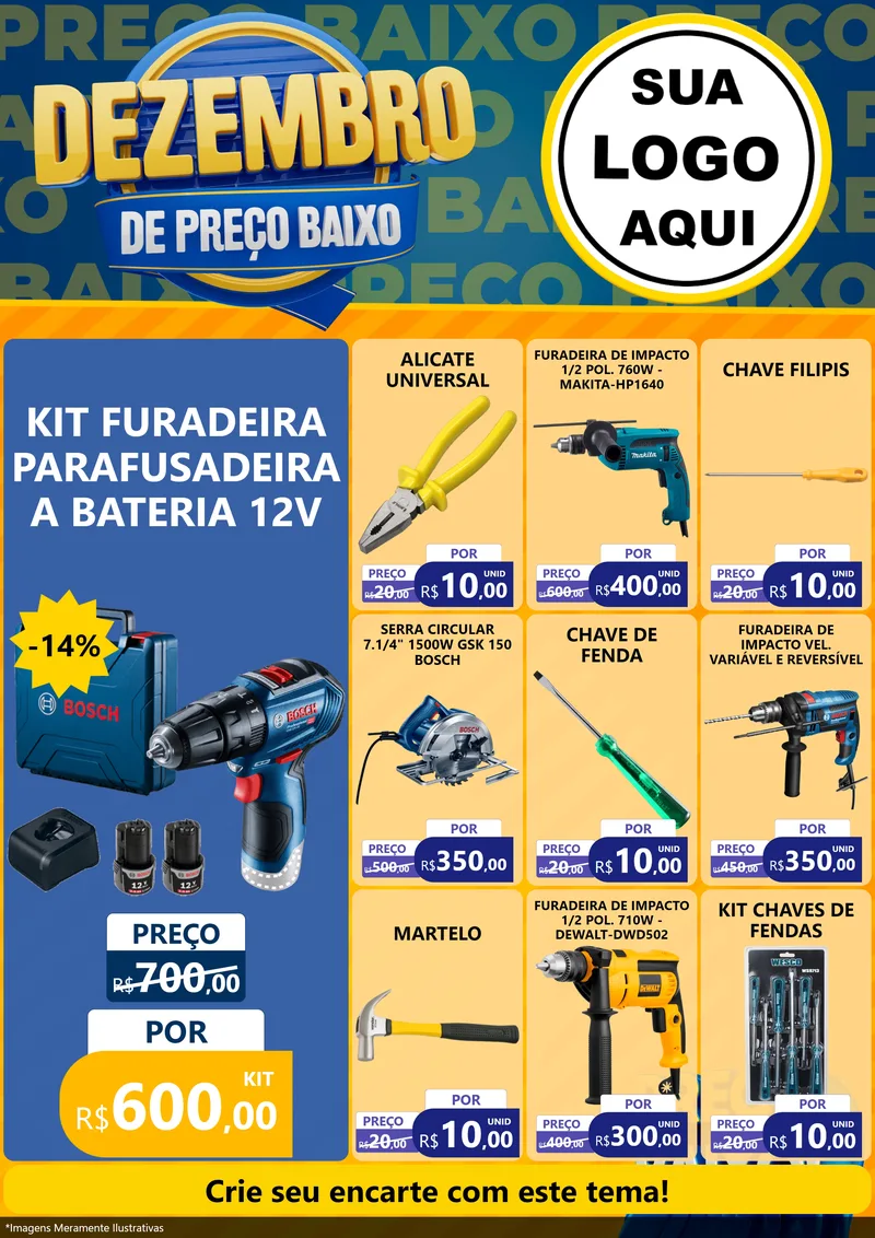 Modelo de Encarte para Encarte A4 Vertical com o tema Dezembro de Preço Baixo para Maquinas e Ferramentas
