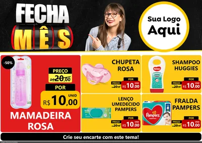 Modelo de Encarte para Encarte A4 Horizontal com o tema Fecha Mês para Bebês