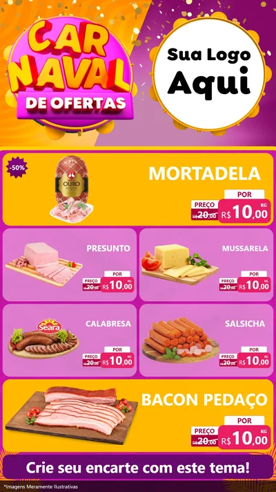 Modelo de TV para TV Vertical com o tema Carnaval de Ofertas para Frios e Laticínios