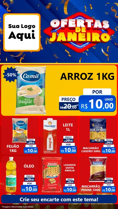 Modelo de Rede Social para Stories com o tema Ofertas de Janeiro para Supermercado