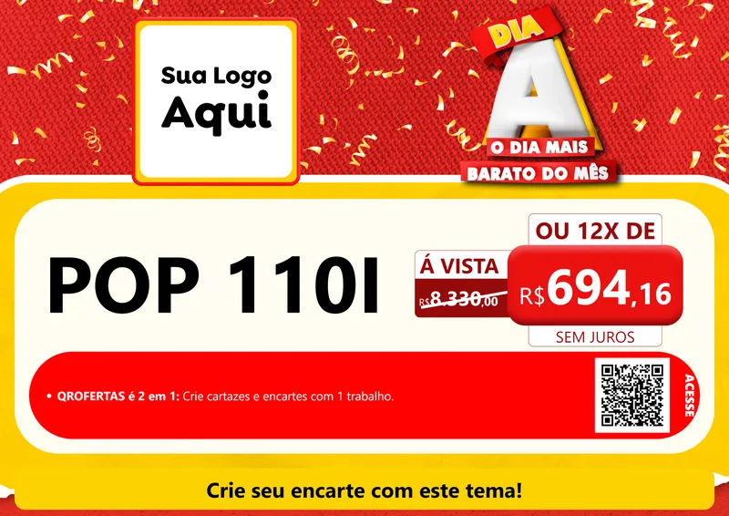 Modelo de Cartaz para Cartaz A4 Horizontal com o tema Dia A o Dia Mais Barato do Mês para Concessionaria de Motos