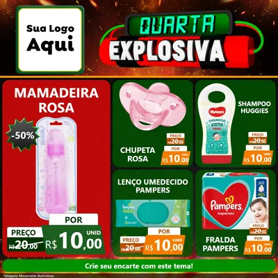 Modelo de Rede Social para Feed Facebook com o tema Quarta Explosiva para Bebês