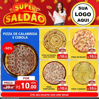 Modelo de Rede Social para Feed Facebook com o tema Super Saldão para Pizzaria