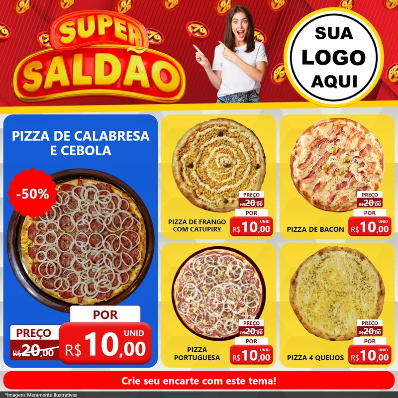 Modelo de Rede Social para Feed Facebook com o tema Super Saldão para Pizzaria