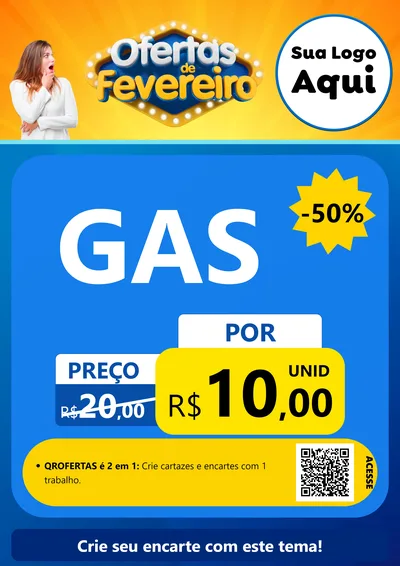 Modelo de Cartaz para Cartaz A4 Vertical com o tema Ofertas de Fevereiro para Água e gás