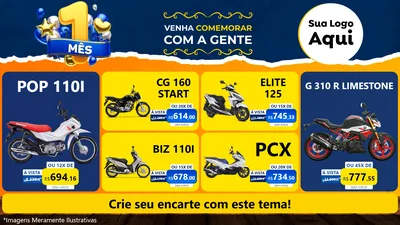 Modelo de TV para TV Horizontal com o tema Um Mês de Aniversário para Concessionaria de Motos