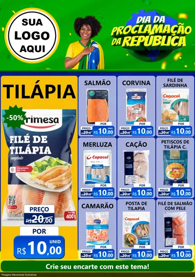 Modelo de Encarte para Encarte A4 Vertical com o tema Dia Da Proclamação Da República para Peixaria