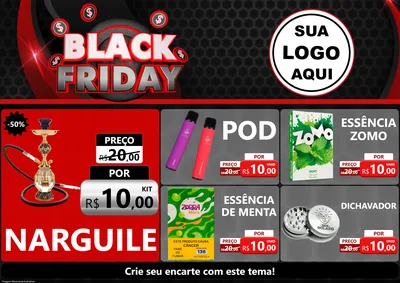 Modelo de Encarte para Encarte A4 Horizontal com o tema Black Friday para Tabacaria