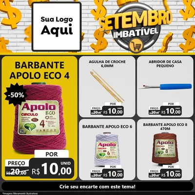 Modelo de Rede Social para Feed Facebook com o tema Setembro Imbatível para Armarinho e Aviamentos