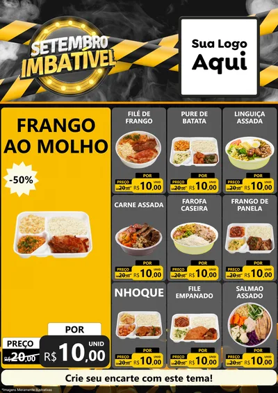 Modelo de Encarte para Encarte A4 Vertical com o tema Setembro Imbatível para Restaurante