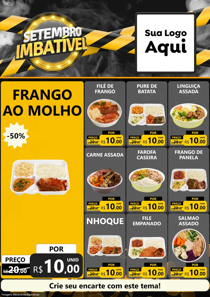Modelo de Encarte para Encarte A4 Vertical com o tema Setembro Imbatível para Restaurante