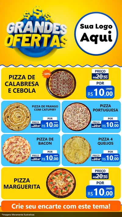 Modelo de TV para TV Vertical com o tema Grandes Ofertas para Pizzaria