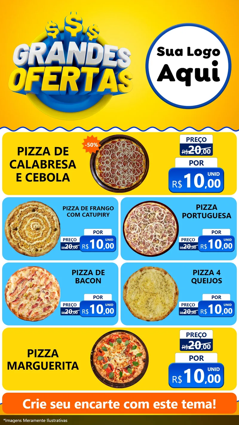 Modelo de TV para TV Vertical com o tema Grandes Ofertas para Pizzaria