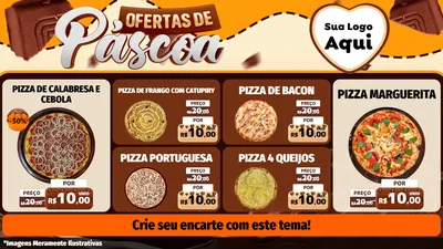 Modelo de TV para TV Horizontal com o tema Ofertas de Páscoa para Pizzaria