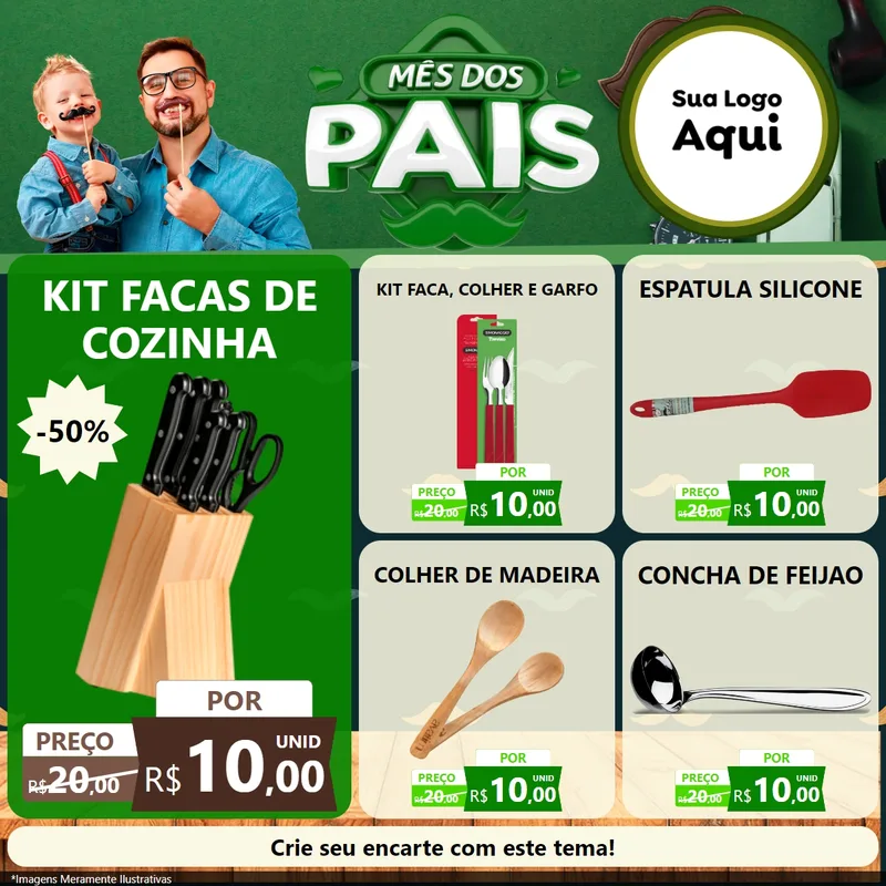Modelo de Rede Social para Feed Facebook com o tema Mês dos Pais para Utilidades Domésticas