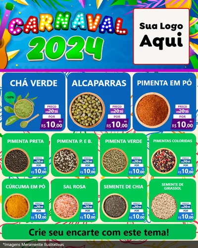 Modelo de Rede Social para Feed Instagram com o tema Carnaval 2027 para Produtos Naturais