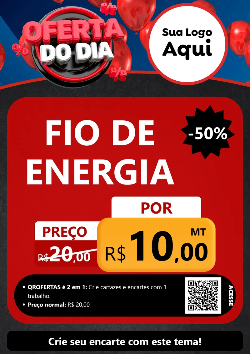 Modelo de Cartaz para Cartaz A4 Vertical com o tema Oferta do Dia para Materiais Elétricos
