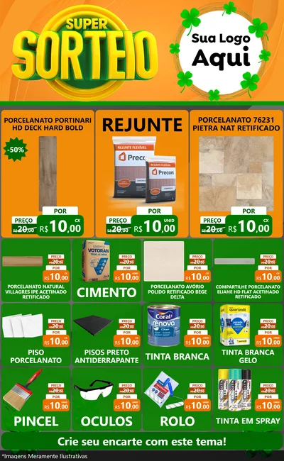 Modelo de Encarte para Encarte Grande com o tema Super Sorteio para Pisos e revestimentos