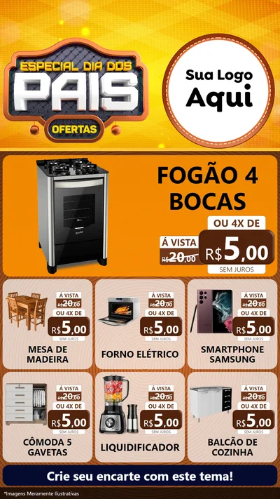 Modelo de Rede Social para Stories com o tema Especial Dia dos Pais para Móveis e Eletro