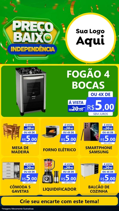 Modelo de Rede Social para Stories com o tema Preço Baixo de Independência para Móveis e Eletro