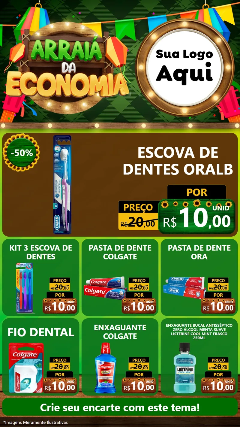 Modelo de Rede Social para Stories com o tema Arraiá de Economia para Higiene Pessoal